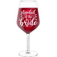 Personalised Wine Glass For Women With Engraved Text - "Stepdad Of The Bride", Gift for Wine Lover, Size 530ml