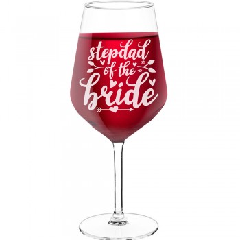 Stikla Vīna Glāze ar Uzrakstu - "Stepdad Of The Bride 2", Dāvana Draudzenei, Tilpums 530ml