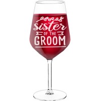 30Th Wine Glass With Engraved Text - "Sister Of The Groom", Wine Glass as a Gift, Size 530ml