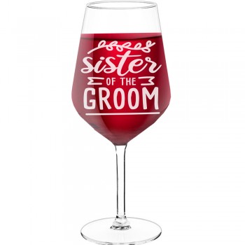 30Th Wine Glass With Engraved Text - "Sister Of The Groom 4", Wine Glass as a Gift, Size 530ml