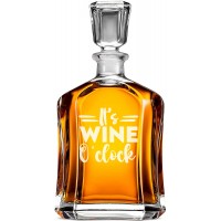 Hermētiska Burbona Karafe ar Uzrakstu - "It'S Wine Oclock" ,Dāvana Vīrietim 30 Gadu Vecumā, Izmērs 700Ml