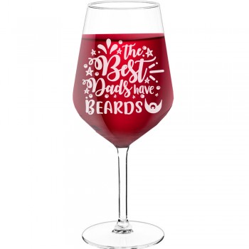 Sparkling Wine Glass With Engraved Text - "The Best Dads Have Beards", Gift for Woman, Size 530ml