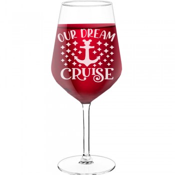 Gravēta Vīna Glāze ar Uzrakstu - "Our Dream Cruise", Smieklīga Dāvana, 530ml