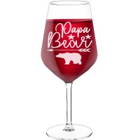 Engraved Wine Glass With Engraved Text - "Papa Bear 8', Birthday Gift Idea, Size 530ml