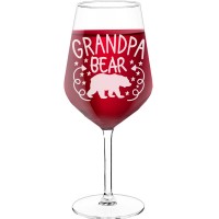 Best Friend Wine Glass With Engraved Text - "Grandpa Bear ', Birthday Gift Idea, Size 530ml