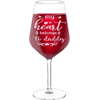 Birthday Wine Glass With Engraved Text - "My Heart Belongs To Daddy", Wine Lover Gifts, Size 530ml
