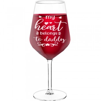 Birthday Wine Glass With Engraved Text - "My Heart Belongs To Daddy", Wine Lover Gifts, Size 530ml