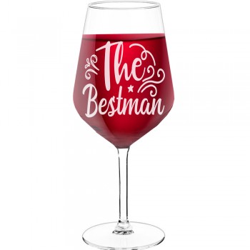 Dzirkstošā Vīna Glāze ar Uzrakstu - "The Bestman 2", Neparasta Dāvana, Tilpums 530ml