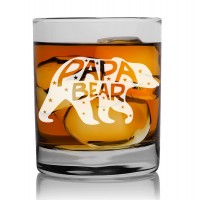 Dzimšanas Dienas Dāvana Viņai ar Gravējumu - "Papa Bear" ,Personalizēta viskija glāze 270ml