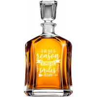 Viskija Stikl Karafe ar Uzrakstu - "Be The Reason Someone Smiles Today Style" ,Dāvana Viskijam Cienītājam, Izmērs 700Ml