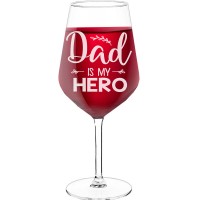 Wine Glass Personalised With Engraved Text - "Dad Is My Hero", Fiend Gift, Size 530ml
