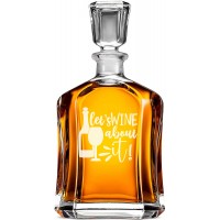 Burbona Dekanteris ar Uzrakstu - "Let'S Wine About It" ,Dāvana Vīrietim Ceļotājiem, Izmērs 700Ml