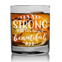 Dāvana Vīram Dzimšanas Dienā ar Gravējumu - "Strong Is The New Beautiful" ,Stikla Viskija Glāze 270ml