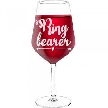 Large Wine Glass With Engraved Text - "Ring Bearer", Gift for Wine Lover, Size 530ml