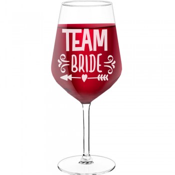 Liela Vīna Glāze ar Uzrakstu - "Teamm Bridee", Dāvana Sievietei, 530ml