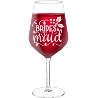 Red Wine Glass With Engraved Text - "Brides Maid 7", Gift for Wine Lover, Size 530ml