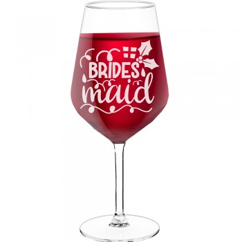 Dzirkstošā Vīna Glāze ar Uzrakstu - "Brides Maid 7", Ideja Dāvanai, 530ml izmērs