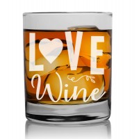Gift For Men Second Anniversary Personalised Whisky Glass For Men 270ml With Engraved Text : "Love Wine"