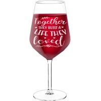 Sparkling Wine Glass With Engraved Text - "Together They Built A Life They Loved", Wine Lover Gifts, Size 530ml