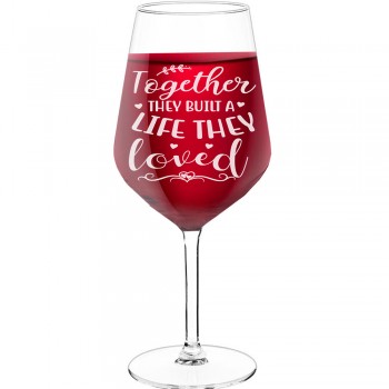 Sparkling Wine Glass With Engraved Text - "Together They Built A Life They Loved 2", Wine Lover Gifts, Size 530ml