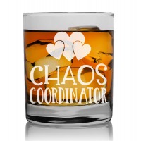 Gift For Men Travelers Fathers Day Gifts Whiskey Glass 270ml With Engraved Text : "Chaoscoordinator"