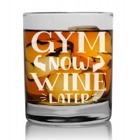 60Th Birthday Gift For Men Personalised Brandy Glass 270ml With Engraved Text : "Gym Now Wine Later"