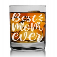 Dzimšanas Dienas Dāvana Viņai ar Gravējumu - "Best Mom Ever" ,Stikla glāze viskijam 270ml