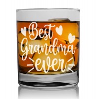Gift For Men For Anniversary Scottish Whisky Glass 270ml With Engraved Text : "Best Grandma Ever"