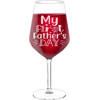 Best Friend Wine Glass With Engraved Text - "My First Father S Dayb", Wine Gift Idea, Size 530ml