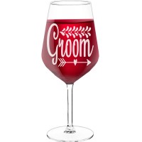 Engraved Wine Glass With Engraved Text - "Groom", Wine Gift Idea, Size 530ml