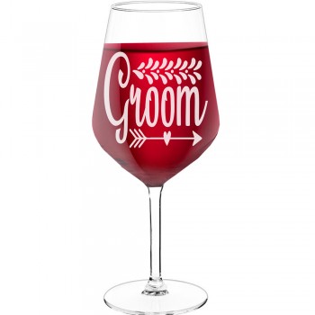 Dzimšanas Dienas Vīna Glāze ar Uzrakstu - "Groom 3", Dāvana Draudzenei, Tilpums 530ml