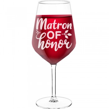 Personalised Wine Glass With Engraved Text - "Matron Of Honor", Gifts for Wine Lovers, Size 530ml