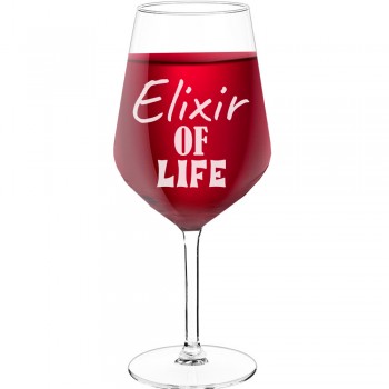 50Th Wine Glass With Engraved Text  "Elixir Of Life", Size 530ml