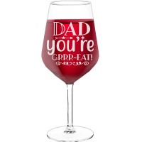 Wine Glass With Engraved Text - "Dad You Re Grrr-Eat", Funny Wine Gift, Size 530ml