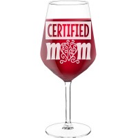 Personalised Wine Glass With Engraved Text - "Certified Mom", Gift for Woman, Size 530ml
