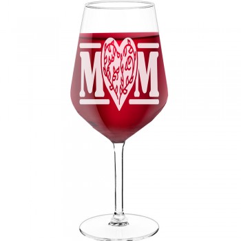 Vīna Glāzes Dāvanai ar Uzrakstu - "Mom 2", Neparasta Dāvana, Tilpums 530ml