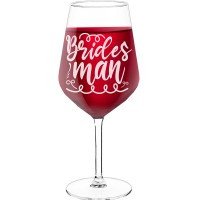 Wine Glass Gift With Engraved Text - "Brides Man", Gifts for Wine Lovers, Size 530ml