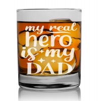 Dzimšanas Dienas Dāvana Ideja  ar Gravējumu - "My Real Hero Is My Dad" ,Stikla Viskija glāze 270ml