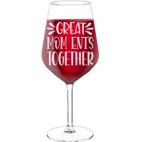 Engraved Wine Glass With Engraved Text - "Great Mom Ents Together-2", Wine Glass as a Gift, Size 530ml