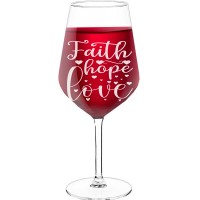 Wine Glass For Men With Engraved Text  "Faith Hope Love", Wine Glass Size 530ml