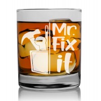Dzimšanas Dienas Dāvana Vīriešiem Virs 60 Gadiem  ar Gravējumu - "Mr Fix It" ,Personalizēta viskija glāze 270ml