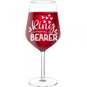 Birthday Wine Glass With Engraved Text - "Ring Bearer 7", Wine Lover Gifts, Size 530ml