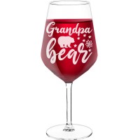 White Wine Glass With Engraved Text - "Grandpa Bear ", Wine Lover Gifts, Size 530ml
