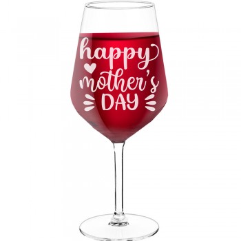 Wine Glass Engraved With Engraved Text - "Happy Mother'S Day 2", Gifts for Wine Lovers, Size 530ml