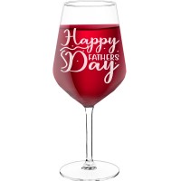 Personalised Wine Glass For Women With Engraved Text - "Happy Fathers", Gift for Woman, Size 530ml