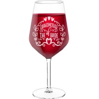 Large Wine Glass With Engraved Text - "Grandma Of The Bride", Gift for Woman, Size 530ml