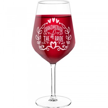 Dzirkstošā Vīna Glāze ar Uzrakstu - "Grandma Of The Bride", Dāvana Sievietei, 530ml