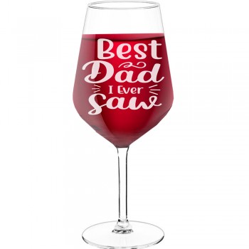 Dzimšanas Dienas Vīna Glāze ar Uzrakstu - "Best Dad I Ever Saw", Interesanta Dāvana, Izmērs 530ml