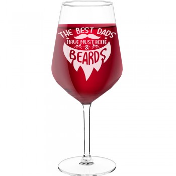 Vīna Glāze ar Uzrakstu - "Best Dads Have Beards", Dāvana Sievietei, Tilpums 530ml