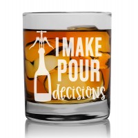 Gift For Men Birthday Over 50 Whiskey Glass 270ml With Engraved Text : "I Make Pour Decisions"